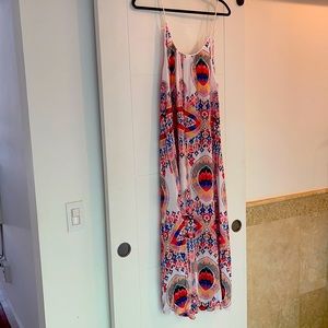Red Carter Tribal spaghetti strap maxi dress